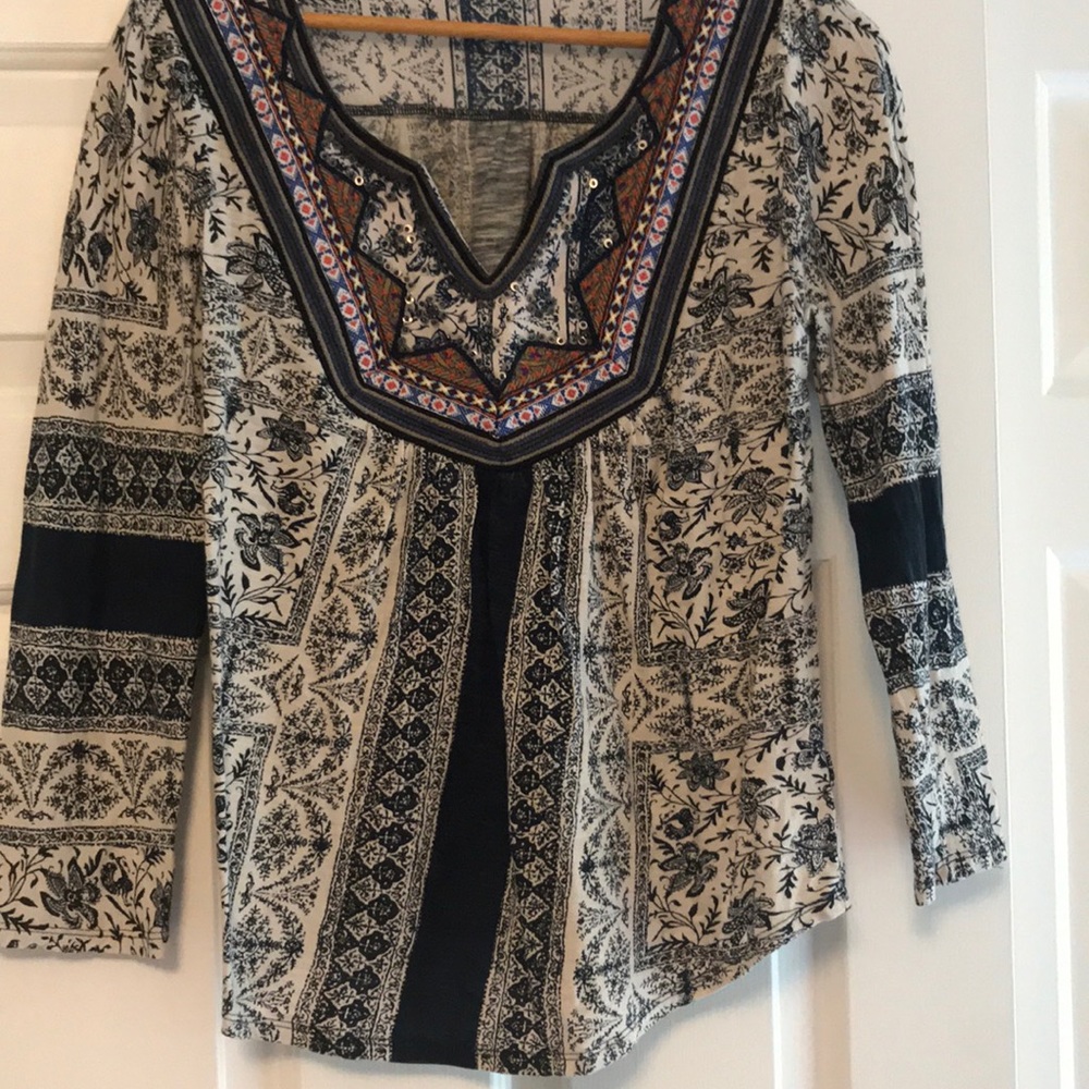 Anthro blouse with bead and embroidery detail
